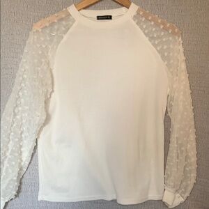 MIHOLL White Embellished Sleeve Waffle Knit Sweater